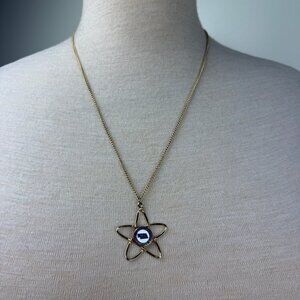 Vintage Nebraska Cornhuskers State Pendant Star Gold Tone Necklace 24.5"
